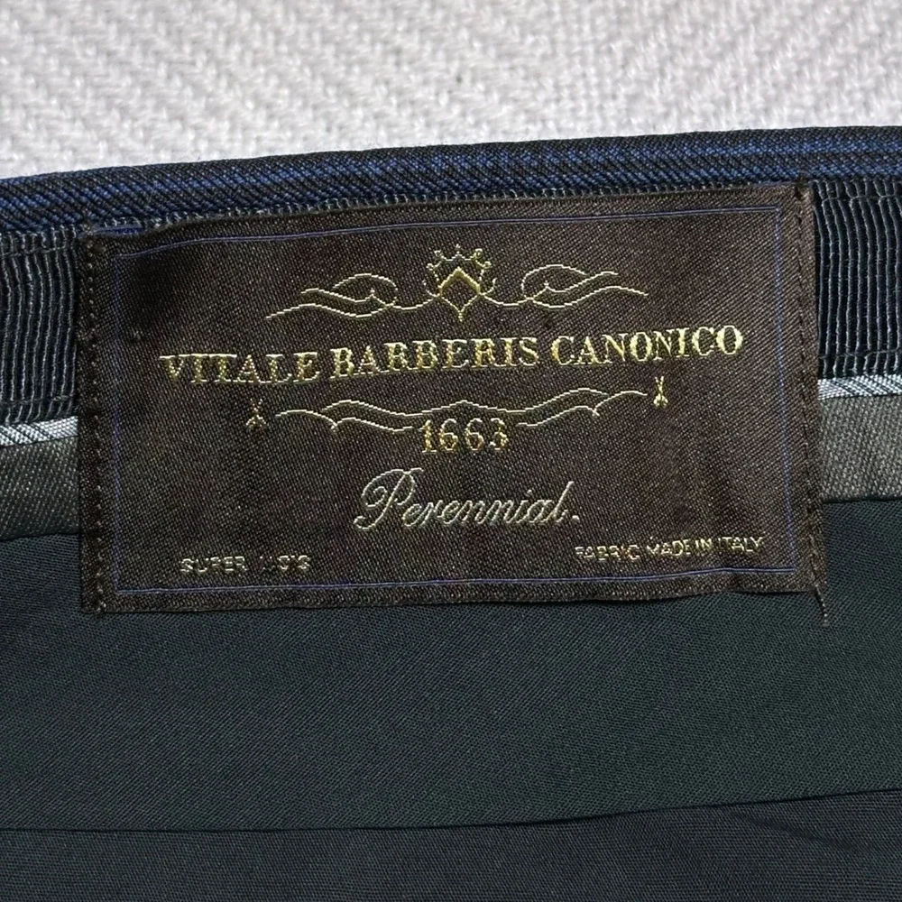 Banana Republic Dress Pants 36x32 Vitale Barberis‎ Canonico Wool Glen Plaid Navy